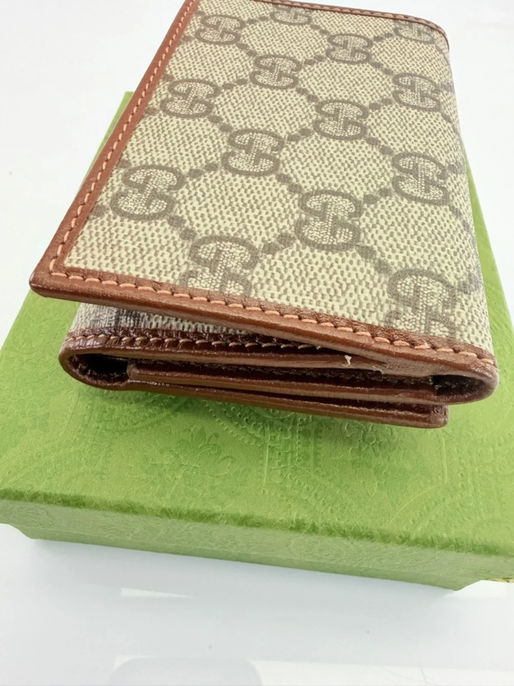 Gucci Brown GG Canvas Small Wallet with Gold Horsebit New